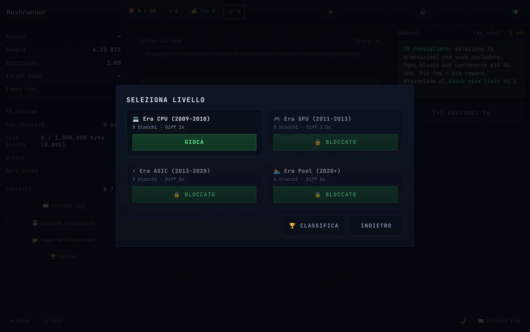 Selezione era campagna — CPU, GPU, ASIC, Pool